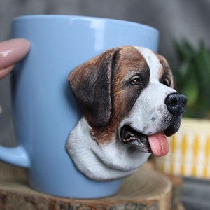 Custom Saint Bernard Mug Polymer Clay Dog Mug 3d Dog Portrait St. Bernard Gift Custom Pet Sculpture Pet Loss Gift Dog Mom Gift image 5