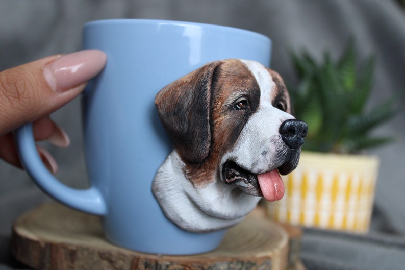 Custom Saint Bernard Mug Polymer Clay Dog Mug 3d Dog Portrait St. Bernard Gift Custom Pet Sculpture Pet Loss Gift Dog Mom Gift image 5