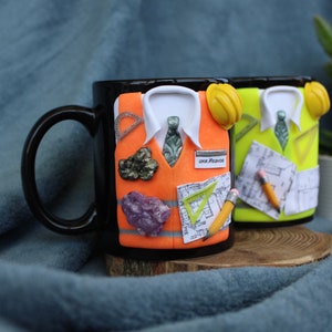 3D Custom Engineer Mug  - Mining Engineer Gift - Handmade Polymer Clay Mug - Gift For Mining Engineer - Mining Engineering gift