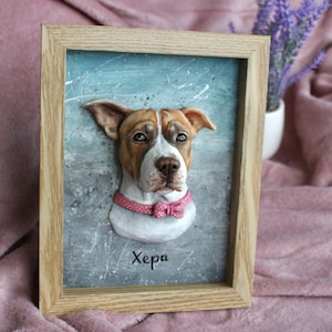 Custom 3D Pet Portrait - Handmade Polymer Clay Dog - 3d Dog Portrait - Dog Mom Gift - Custom Pet Sculpture - Pet Loss Gift - Pitbull gift