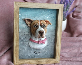 Personalisiertes 3D Haustier Portrait - Handgefertigter Polymer Clay Hund - 3D Hunde Portrait - Hunde Skulptur - Tier Verlust Geschenk - Pitbull Geschenk