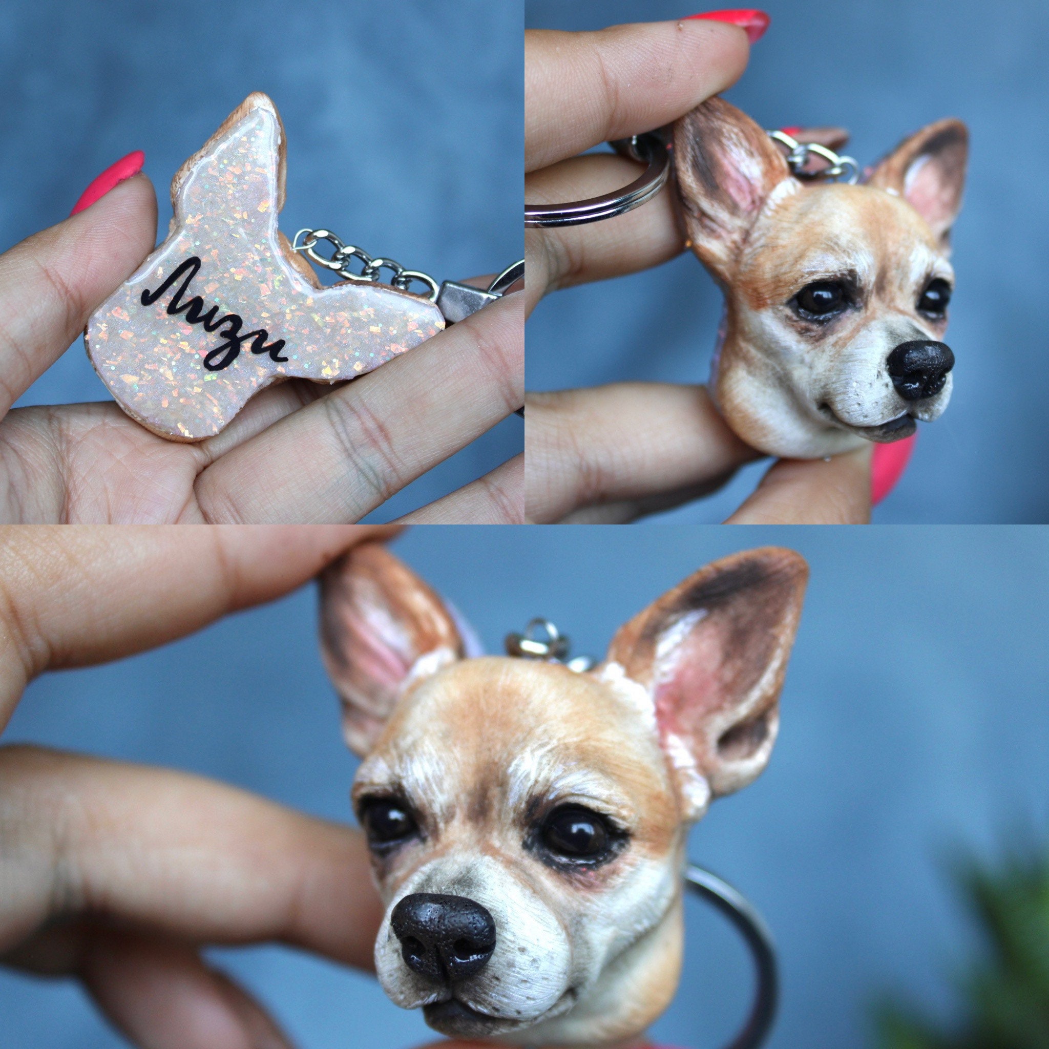 Custom Pet Keychain Polymer Clay Dog Sculpture Pet Memorial Etsy