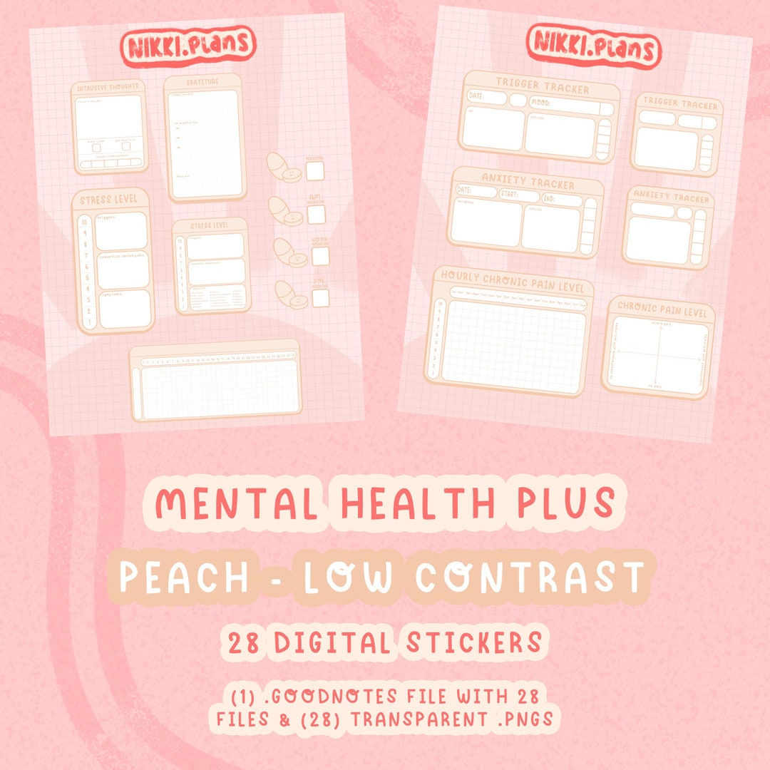 Mental Health Plus Peach Low Contrast Digital Sticker Pack - Etsy ...