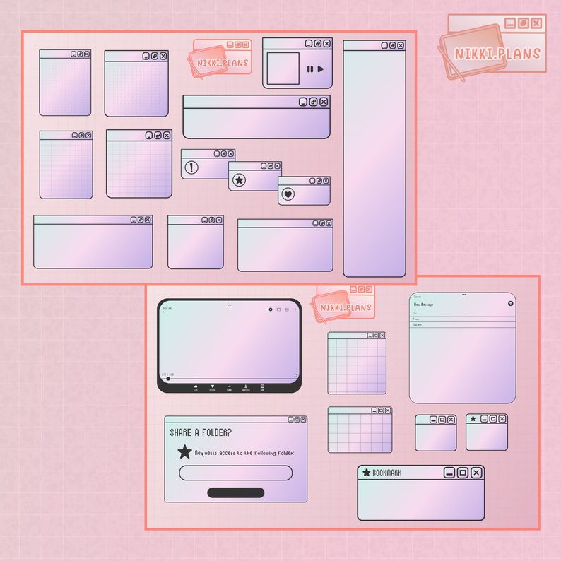 Gradient Windows Candy Digital Sticker Pack Goodnotes - Etsy