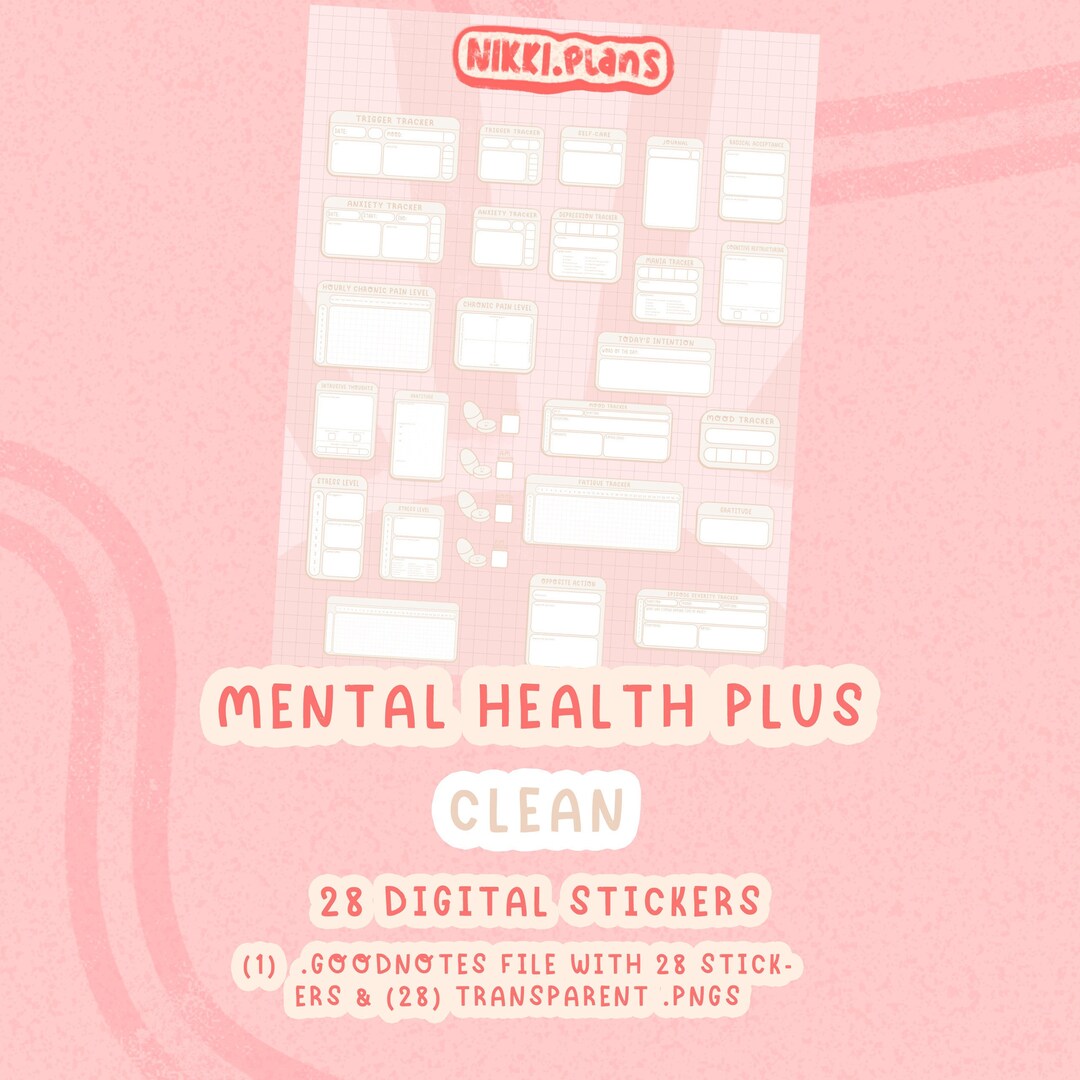 Mental Health Plus Clean Digital Sticker Pack - Etsy