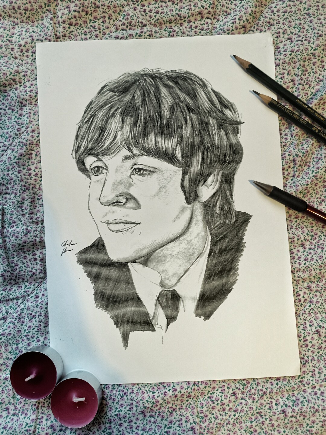 The Beatles Paul Mccartney Drawing Print Music 60s 70s 50s Vintage Art