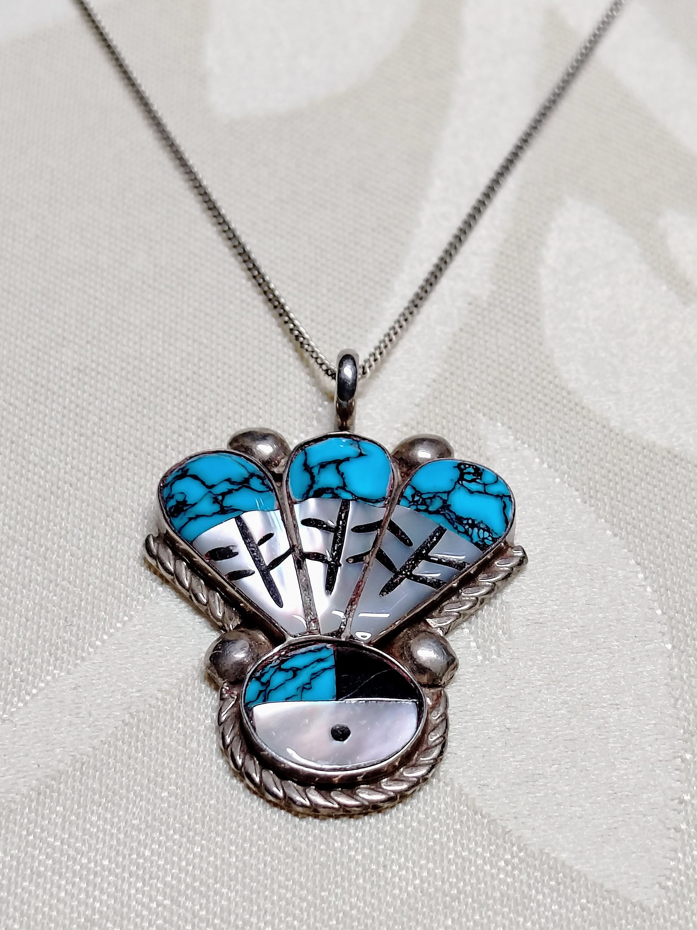 Vintage Native American Signed Zuni Sunface Pendant - Etsy