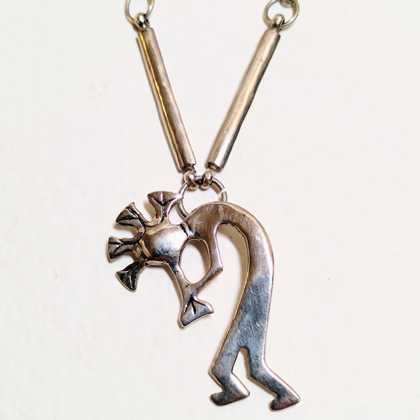 Vintage Navajo Kokopelli sterling silver necklace by Glenn & Irene Sandoval