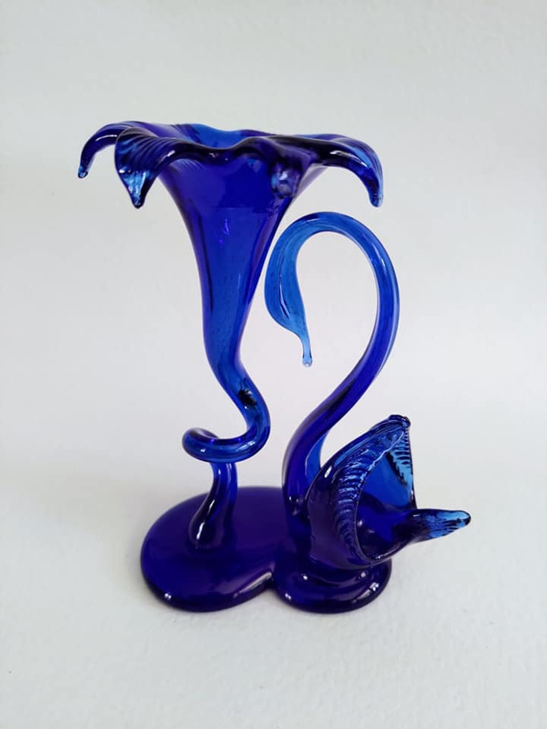 Antique Victorian Hand Blown Glass Spill Vase, in the Design of a Swan and Wavy Flower Etsy
