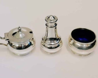 Antique Condiment Set Mappin & Webb's Silver Plate Cruet Set