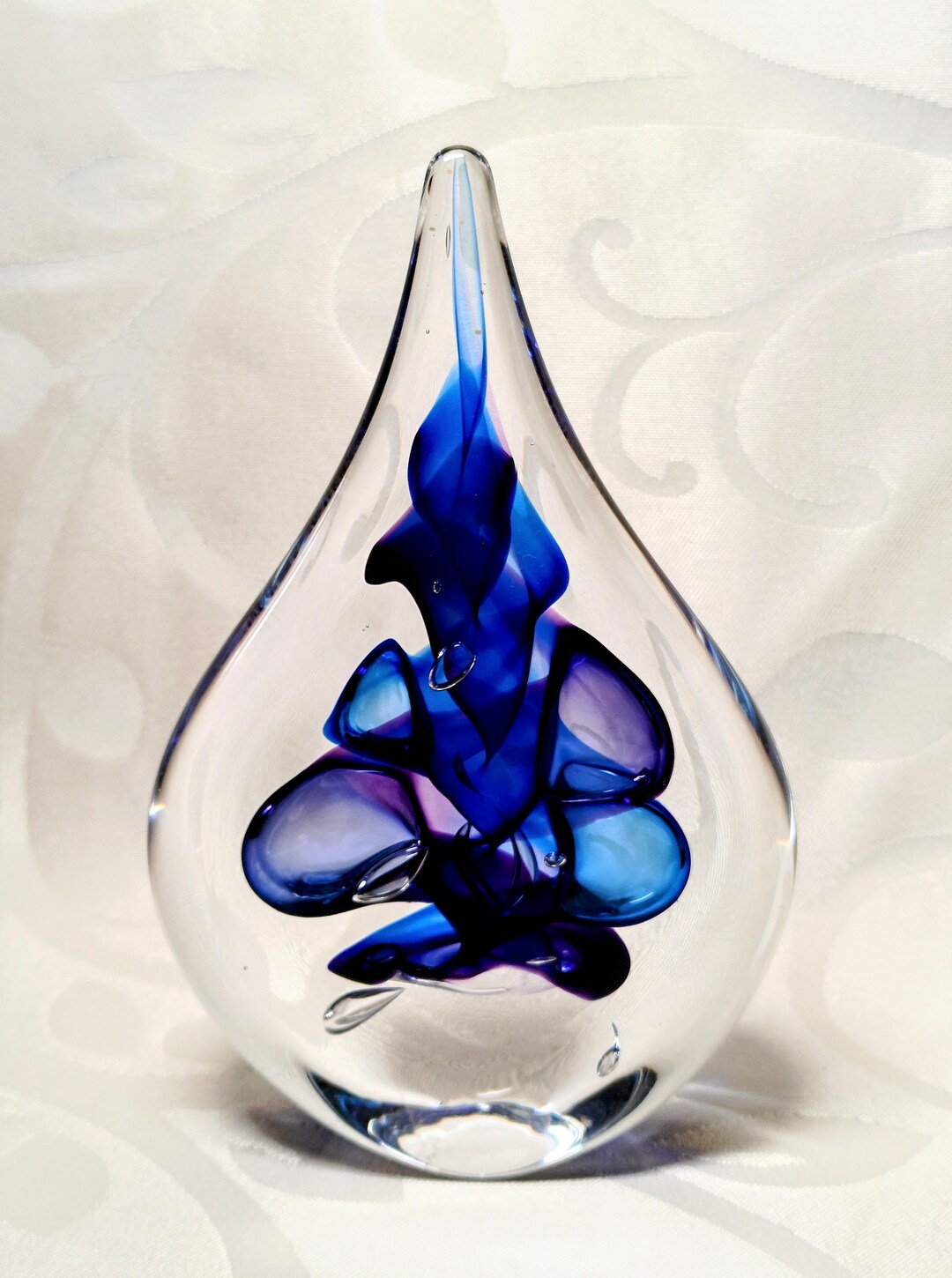 Vintage Glass Teardrop Art Glass Paperweight by Marian Pyrcak Etsy