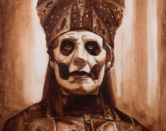 Ghost Band Papa Emeritus IV Large Oil Painting - Impera Album - 30" x 20" Original By Ben Ashworth, Canvas Art Ghost BC Fanart