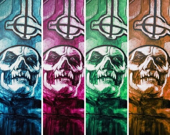 Papa Emeritus II. Print - A4 & A3. Multiple Colours. Secundo Emeritus Ghost band wall art. Tonal blue