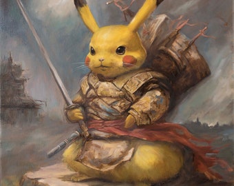 Samurai Pikachu - Fine art print. Pokémon fanart