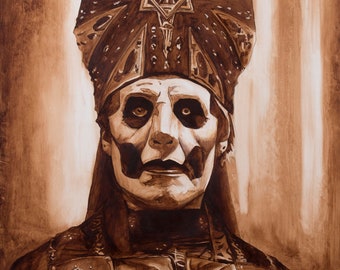 Papa Emeritus IV. Print - A4 & A3. Multiple Colours. Ghost band wall art. Tonal Giclée print.