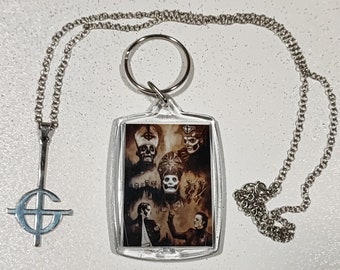 The 4 Papas key chain and Grucifix Ghost band trinket. Papa Emeritus keyrings