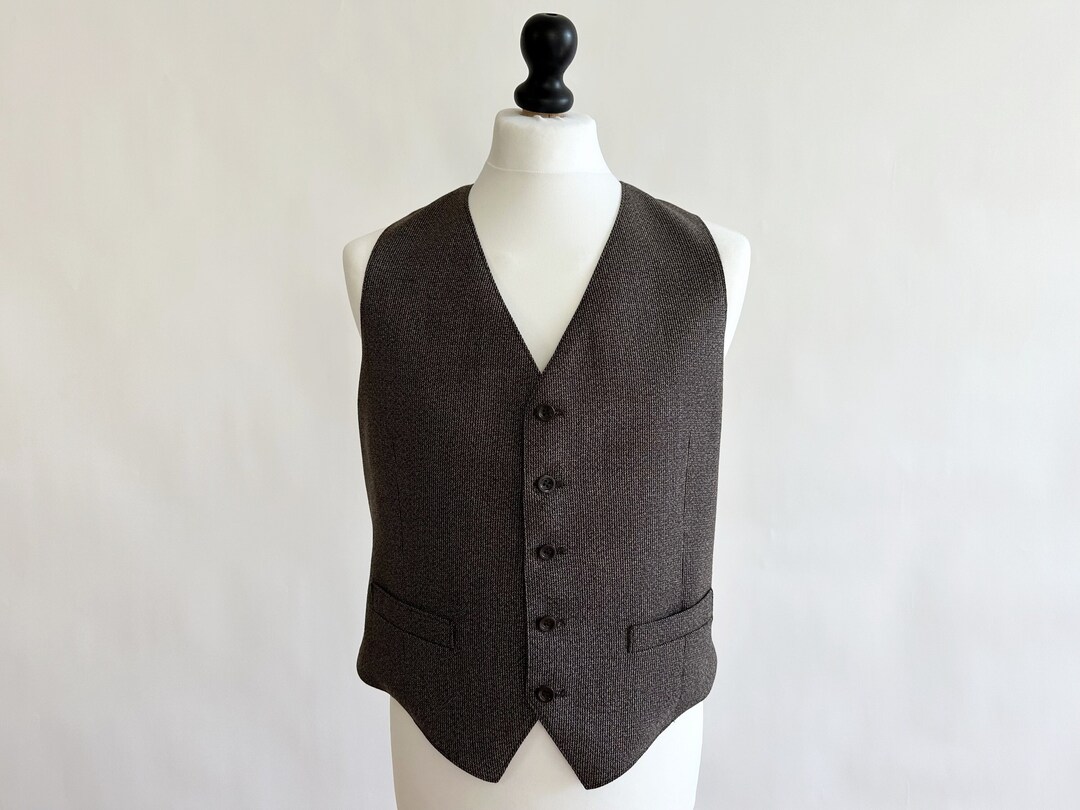 Vintage Men's Brown Waistcoat Classic Vest Wedding Suit Etsy