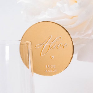 Personalised Acrylic Wedding Name Place Card for Champagne Wine Cocktail Glass. Acrylic Place Setting, Drink Tag, Drink Charm, Drink Topper