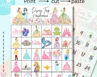 Disney Princesses  trip countdown printable, PDF instant download