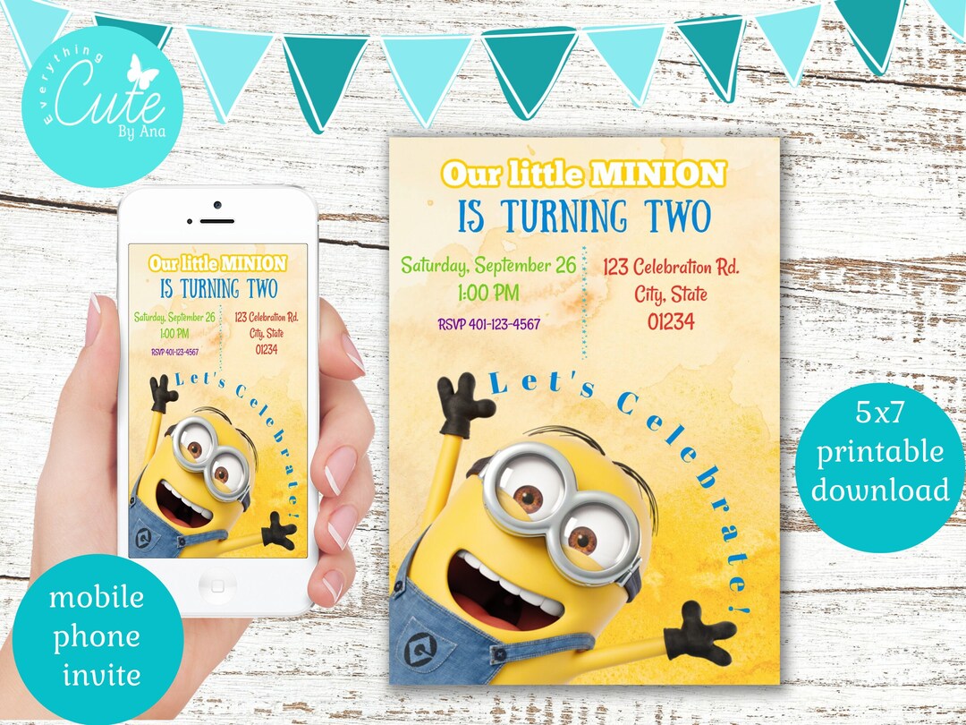 Minions Birthday Personalized Invitation, Digital Download, Minion ...
