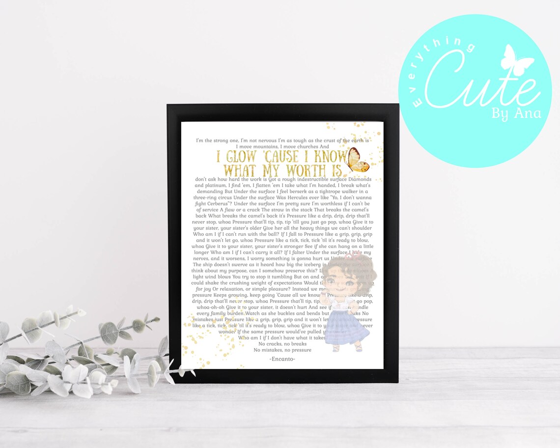Encanto Surface Pressure Lyrics Digital Wall Art 8x10in Etsy