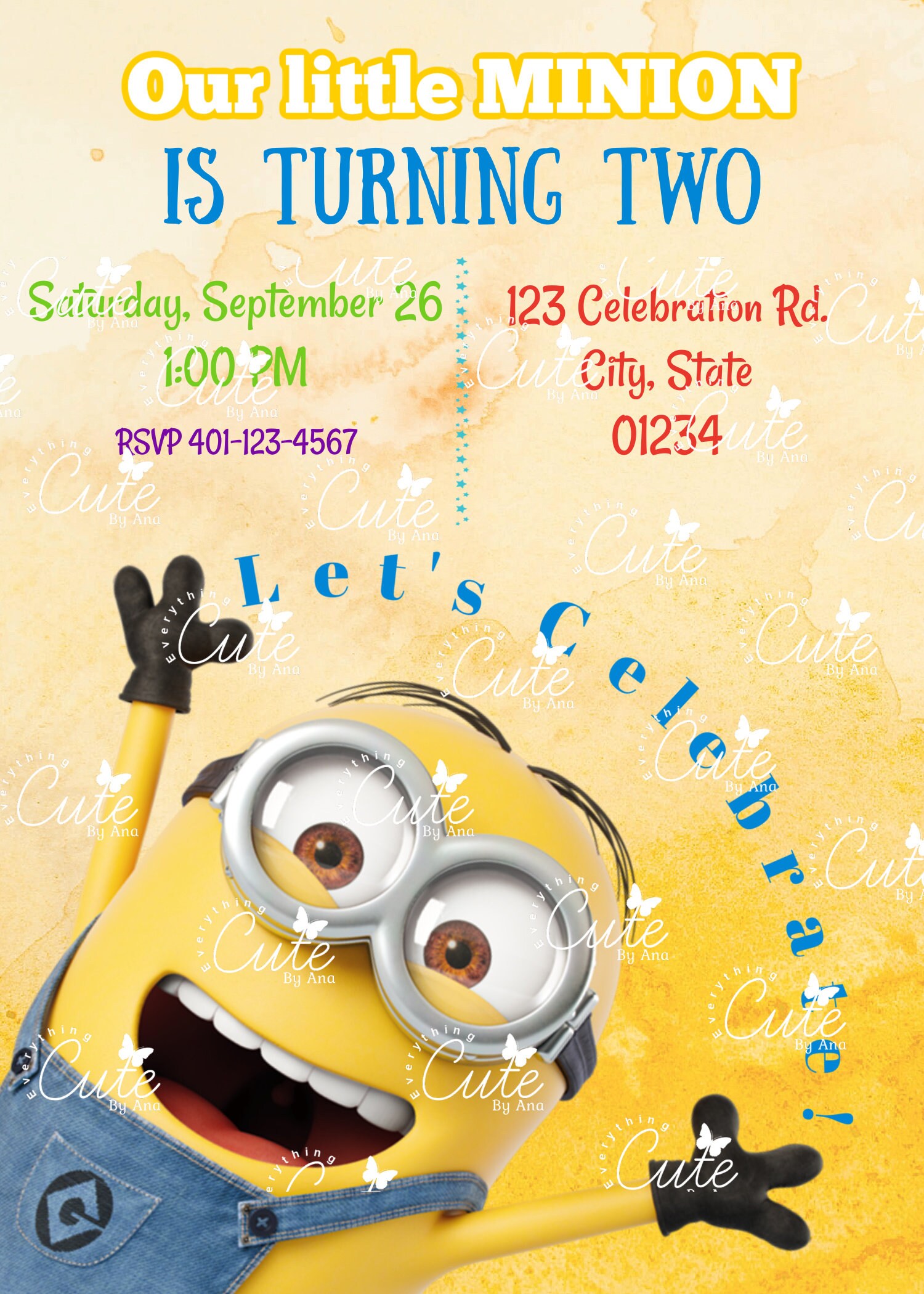 Minions Birthday Personalized Invitation, Digital Download, Minion ...