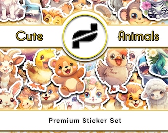 Lote de 10 pegatinas de animales bonitos en colores aleatorios, fáciles de despegar, para portátiles, monopatines, botellas de agua y coches.