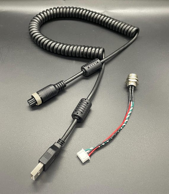 USB GX12 Coiled Cable for Pokornyi Sim Racing Wheel – Plug & Play
