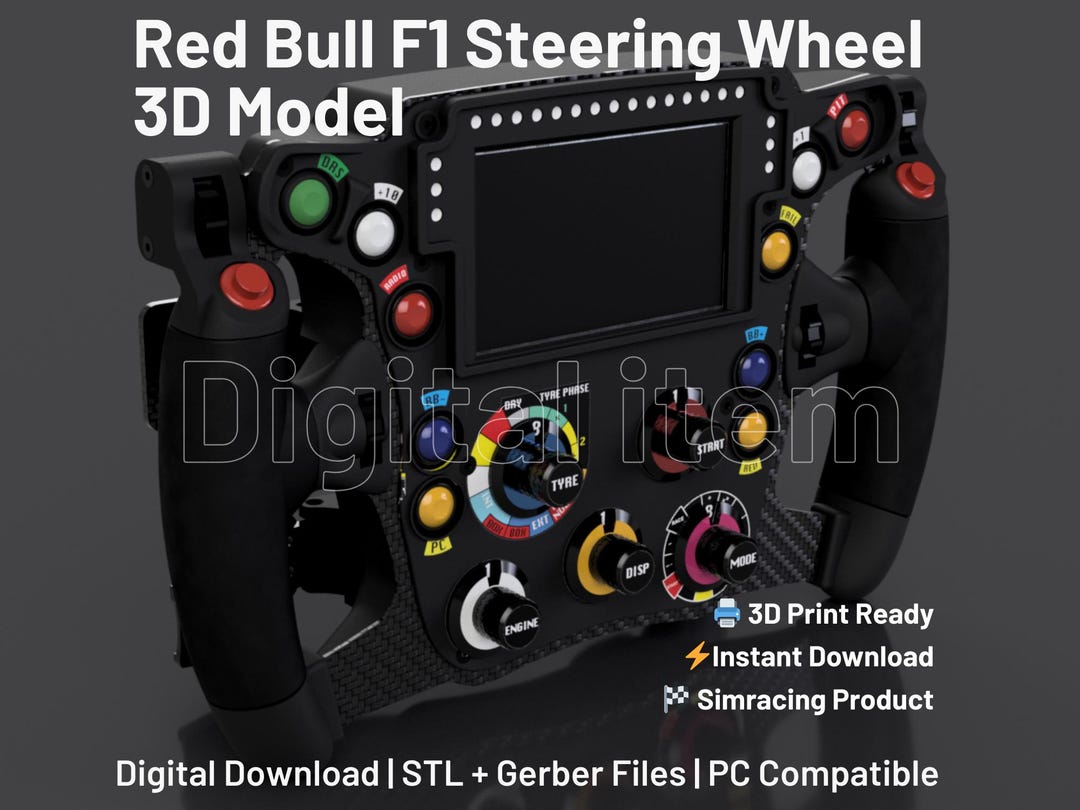 レッドブルF1ステアリングホイール3Dモデル：Sim Racing STLファイル