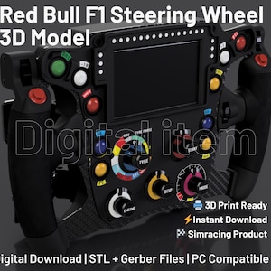 Modello 3D del volante Red Bull F1: file STL Sim Racing *Articolo digitale