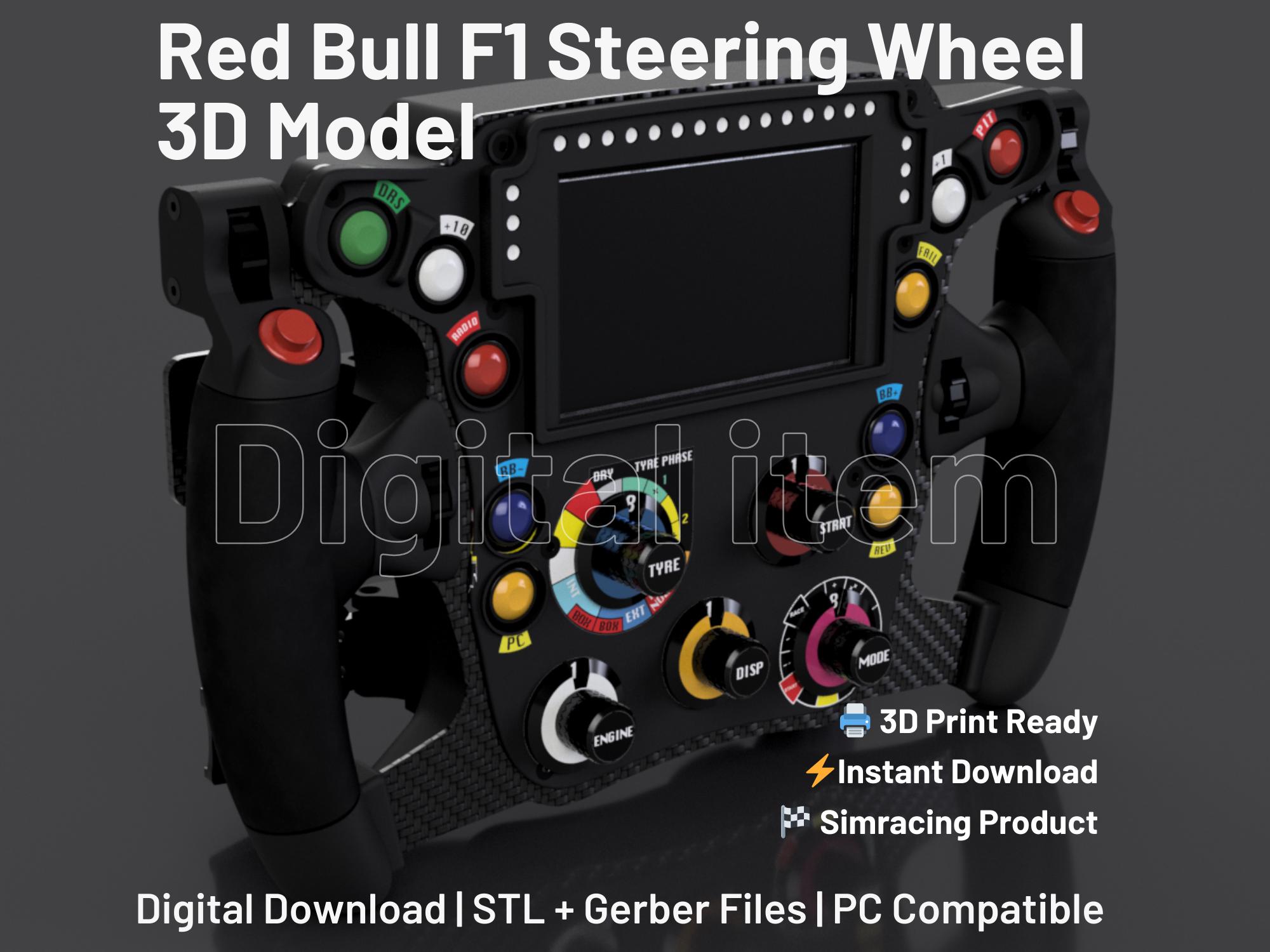 レッドブルF1ステアリングホイール3Dモデル：Sim Racing STLファイル