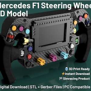 Mercedes-AMG F1 Steering Wheel 3D Model STL – W15 & W14 Sim Racing Wheel – Instant Digital Download for 3D Printing