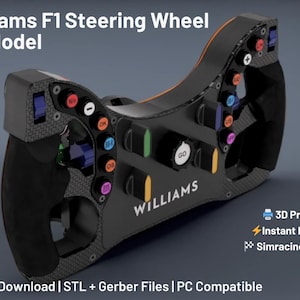 Williams F1 Steering Wheel 3D Model: Sim Racing DIY Project (Digital Files)