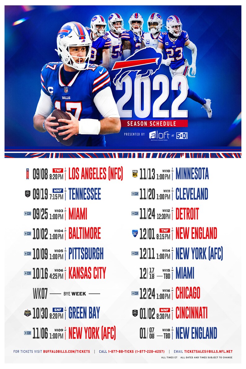 2022 Buffalo Bills NFL Football Schedule Poster Etsy UK