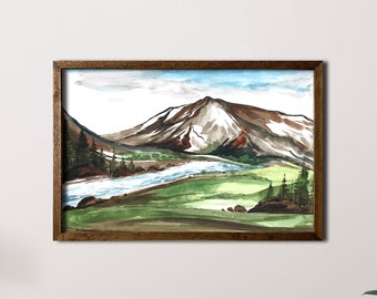 Beautiful landscape,Large Mountain Art Print Framed, Mt Rainier Wall Art, Pacific Northwest Art,