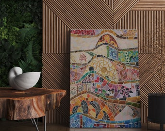 Antoni Gaudi Mosaic Canvas, Abstract Print, Abstract Canvas Art, Modern Art, Expressionism Art, Marble Modern Wall Art, Abstract Poster