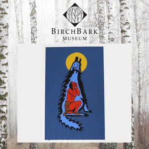 Vintage Extremely Rare Hand Made 1975 Ojibway Art - &quot;392&quot; Unknown Artist  - Blue Wolf