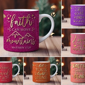 Christian Quotes Mug Wrap PNG Sublimation Design Bundle | Coffee Cup Instant Download | 11oz & 15oz Mug Design | PNG Wraps