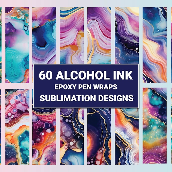 60 PNG Pen Wrap Bundles, Pen Wrap Sublimation Designs, Pen Waterslide Designs, Pink Gold Alcohol Ink Wraps, Pen Wrap Png, Epoxy Pen Wraps