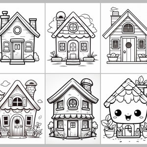 Kawaii Tiny Houses Coloring Book, 50 Coloring Pages & 8 Cover to Relax ...