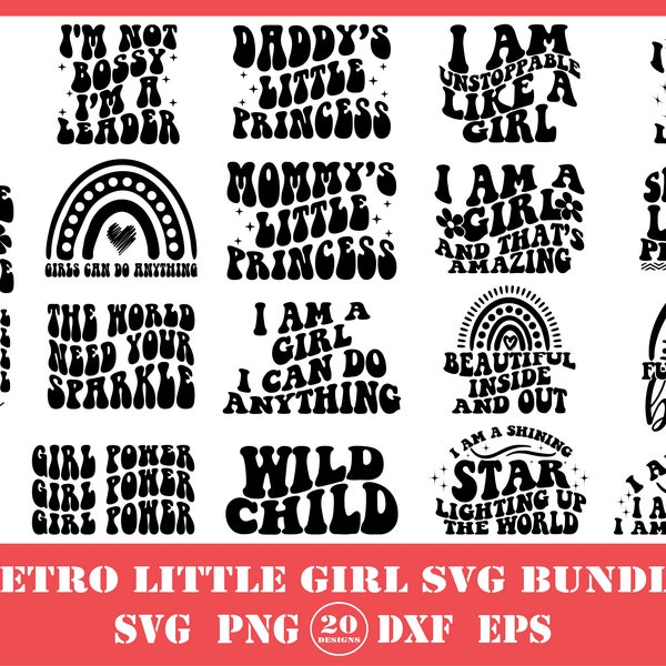 Retro Little Girl Svg Bundle, Little Girl Svg, Retro Designs, Little Girl Quotes, Cut Files for Cricut, Baby Girl SVG, Baby Onesie svg