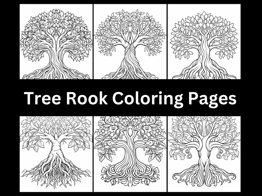 Root Coloring 50 Tree Root Coloring Pages, Adult Coloring Pages, Stress Relieve ...