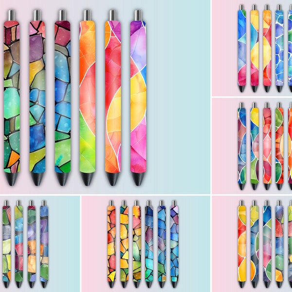30+ Stained Glass Rainbow Pen Wraps, Pen Wrap Bundle, Pen Wrap Sublimation Designs, Pen Waterslide Designs, Epoxy Pen Wraps, Pen Wrap PNG