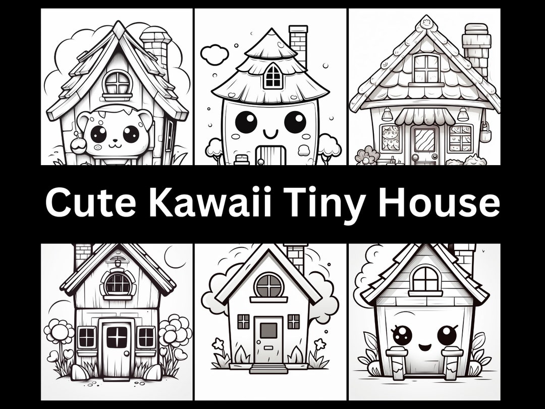 50 Kawaii Tiny Houses Coloring Book, Coloring Pages & 8 Covers to Relax ...