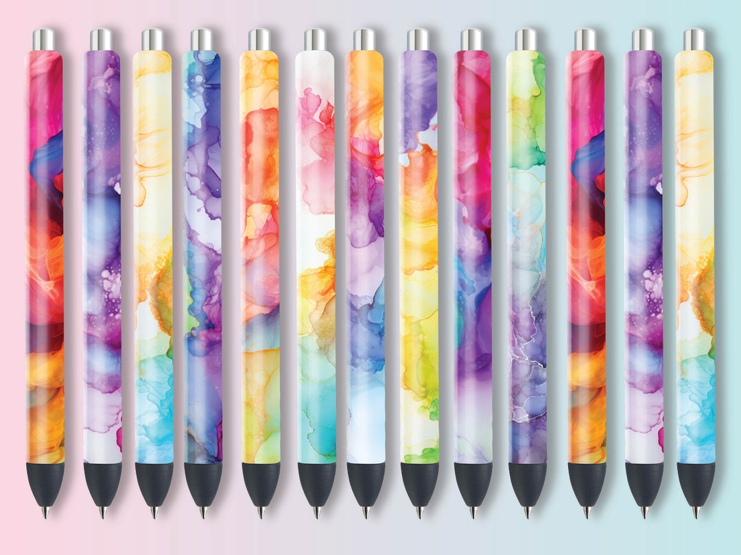 14 Alcohol Ink Pen Wraps Bundle, Pen Wrap Sublimation Designs, Pen