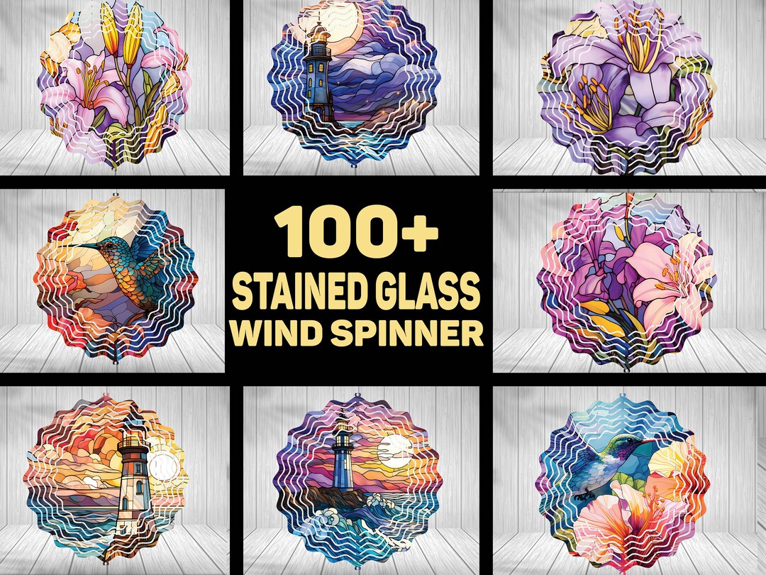 100+ Stained Glass Wind Spinner PNG Bundle , Wind Spinner Design Bundle ...