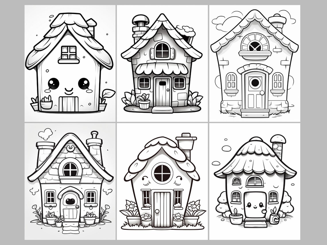 50 Kawaii Tiny Houses Coloring Book, Coloring Pages to Relax and Unwind ...
