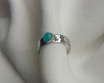 Amazonite toe ring sterling silver hammered effect