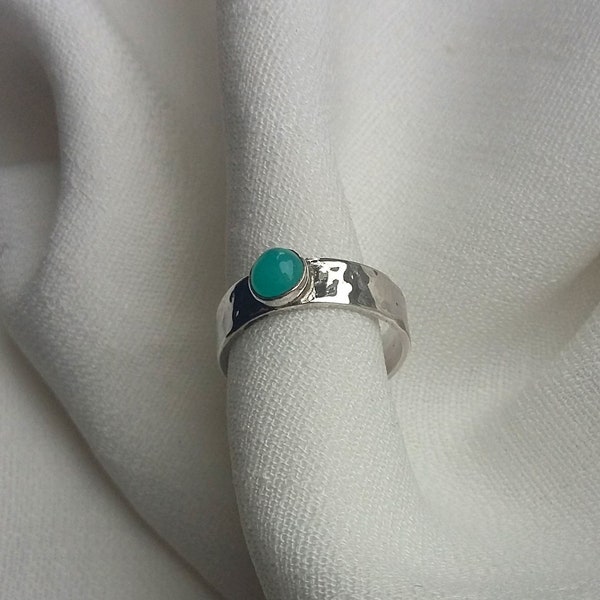 Amazonite toe ring sterling silver hammered effect