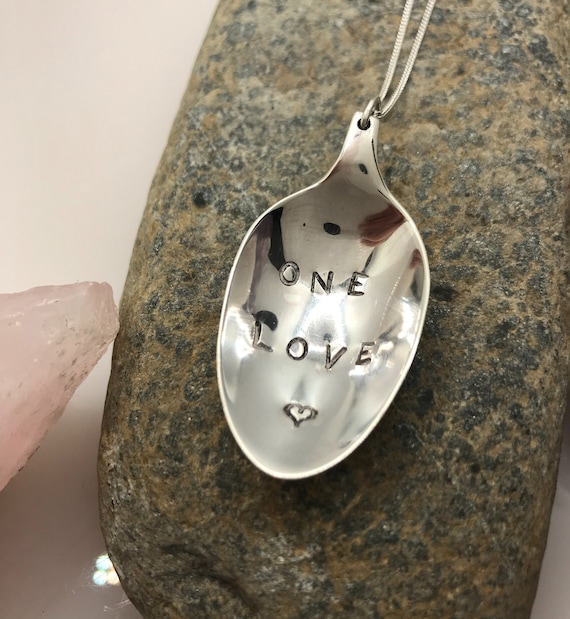 One Love Sterling Silver Antique Tea Spoon Pendant